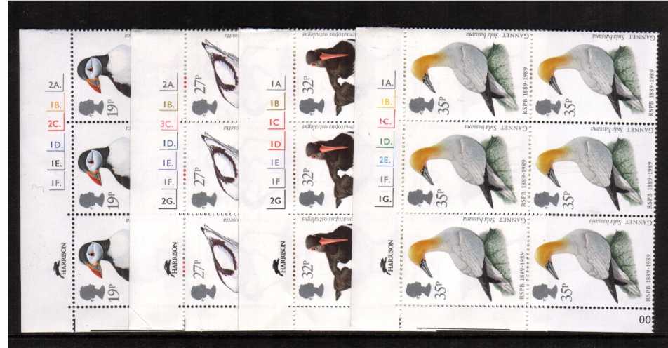 view larger image for SG 1419-1422 (1989) - Birds set of four in superb unmounted mint cylinder blocks of six