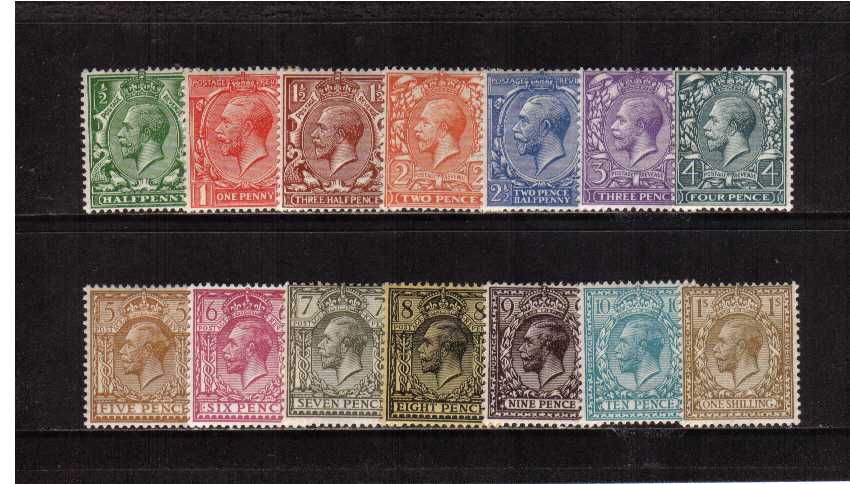 view larger image for SG 351-396 (1912) - George 5th<br/>Royal Cypher basic set of fourteen <br/>(no 9d Olive)
