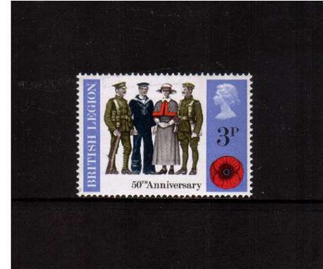 view larger image for SG 887 (1971) - 3p British Anniversaries - Servicemen and Nurse  <br/>commemorative odd value