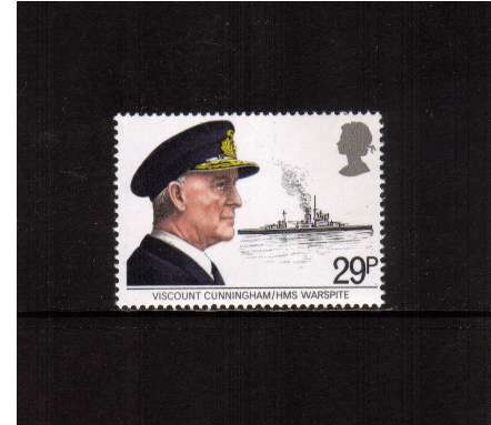 view larger image for SG 1191 (1982) - 29p - Maritime Heritage  -  Viscount Cunningham<br/>commemorative odd value