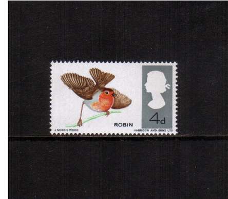 view larger image for SG 698p (1966) - 4d British Birds
<br/>Robin Bird
<br/>
PHOSPHOR - commemorative odd value