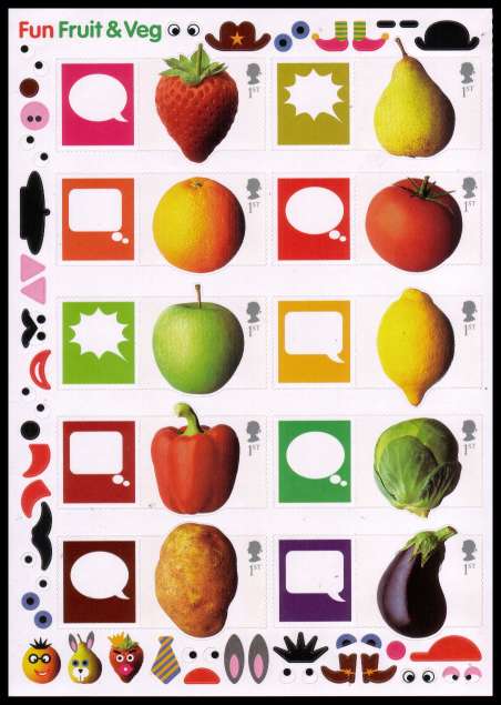 view larger image for SG LS29half (2006) - Fun Friut and Veg half sheet
<br/>Note border may vary from image shown
